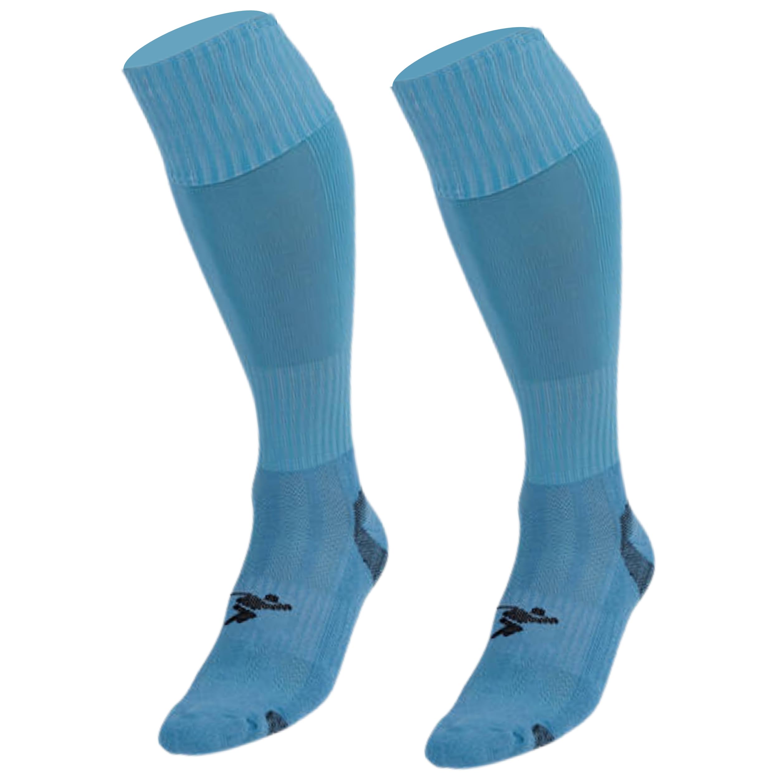 Precision Plain Pro Football Socks Adult, Cotton Nylon Blend, Ankle Contoured Support, Calf Ventilation Panel, Heel Pad, Toe Protection, Team Match, 7-11, Sky