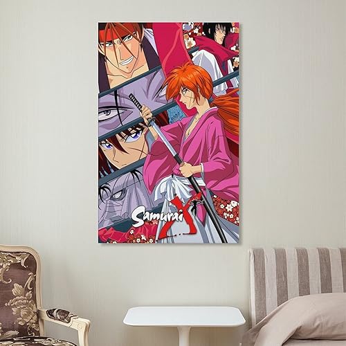 Vista 7 de Póster de anime Rurouni Kenshin Himura (2) pinturas artísticas de pared, lienzo, decoración de pared, decoración del hogar, decoración de sala