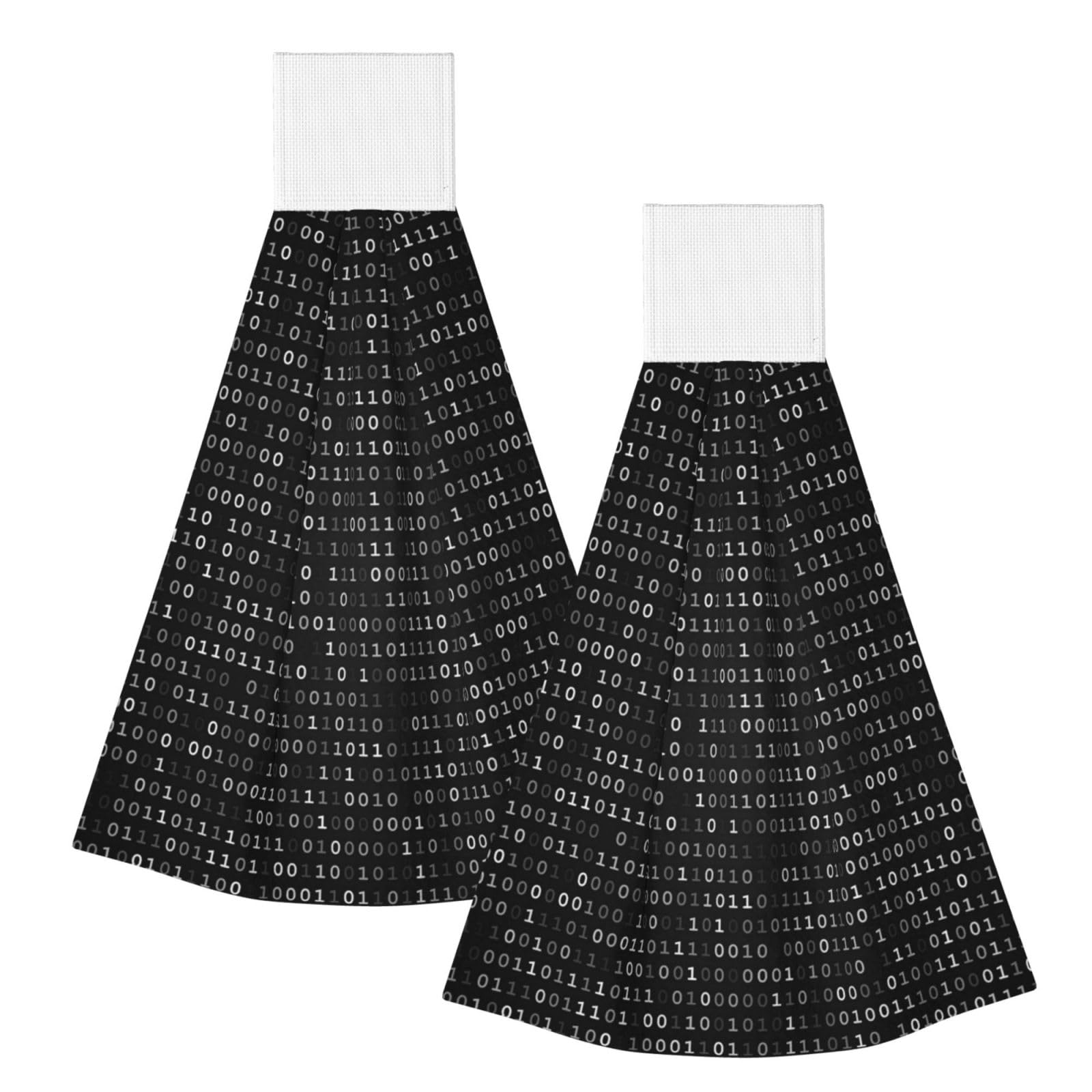 DOPKLNA Programmer Code Black Black, 2 Pcs Hanging Coral Fiber Hand Towels for Bathroom, Absorbent Kitchen Towels
