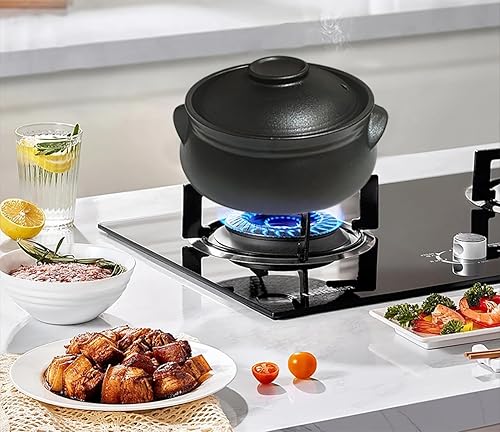 Miniatura 2 de Cazuela de cerámica coreana de cerámica negra con tapa, para cocinar olla caliente Dolsot Bibimbap y sopa (37.2 fl oz)