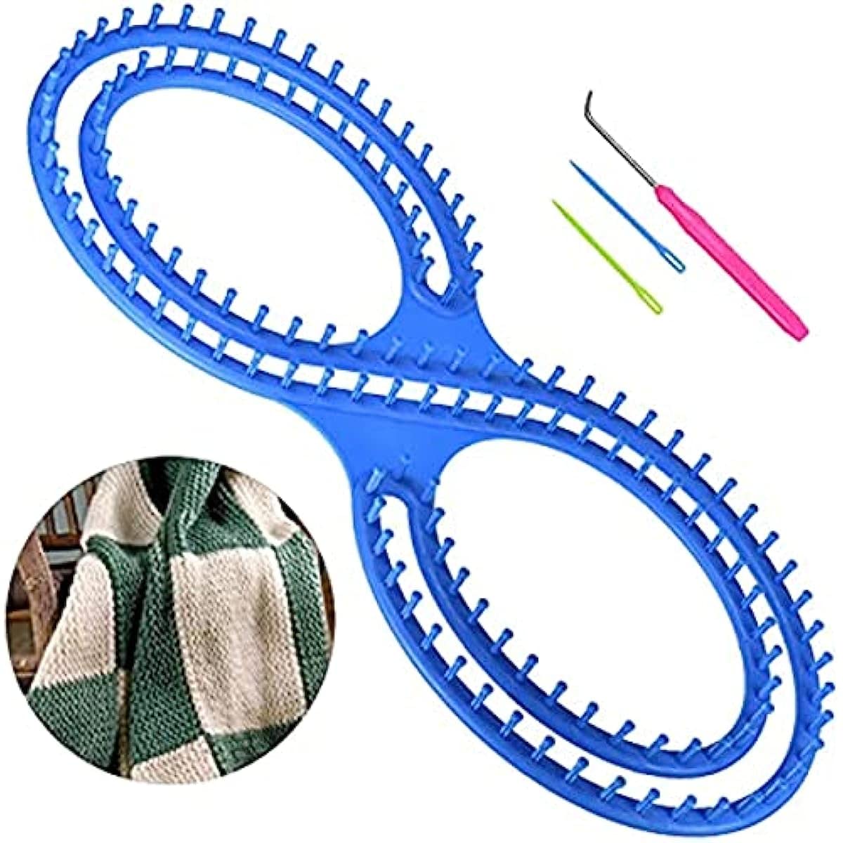 ASEELO Telaio per lavoro a maglia afgano, a forma di 8 pezzi, con aghi per sutura all'uncinetto, per grandi progetti di scialle, sciarpe, coperte, maglioni, lavori fai da te fatti a mano