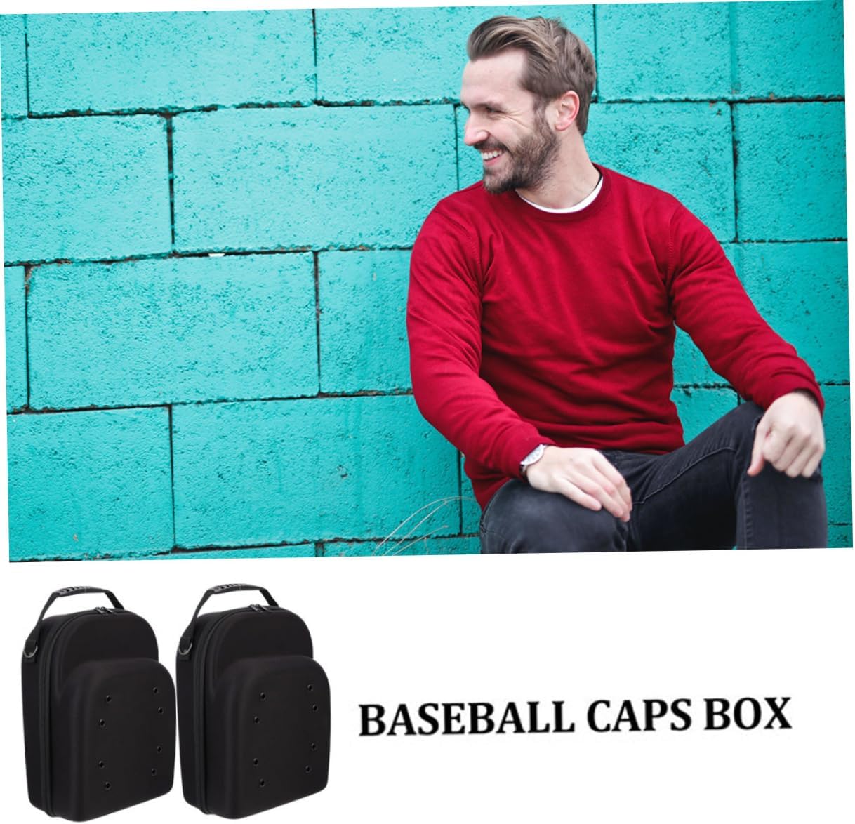 Veemoon 2pcs Baseball Cap Carrier Travel Case EVA Hat Storage Box Lid Portable Hat Organizer for Baseball Caps Suitable for Travel and Moving Black