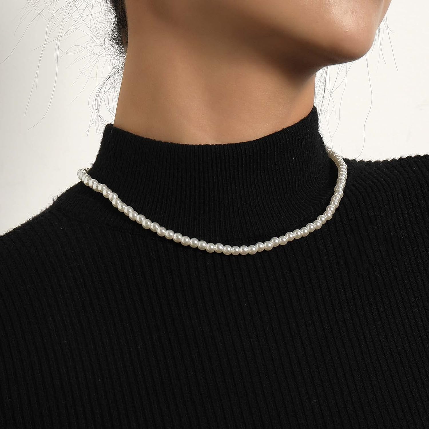 Vintage Wedding Birdal Pearl Chain Choker Necklace White Pearl Strand Necklace Pearls Bead Collar Necklaces Jewelry for Women - Image 2