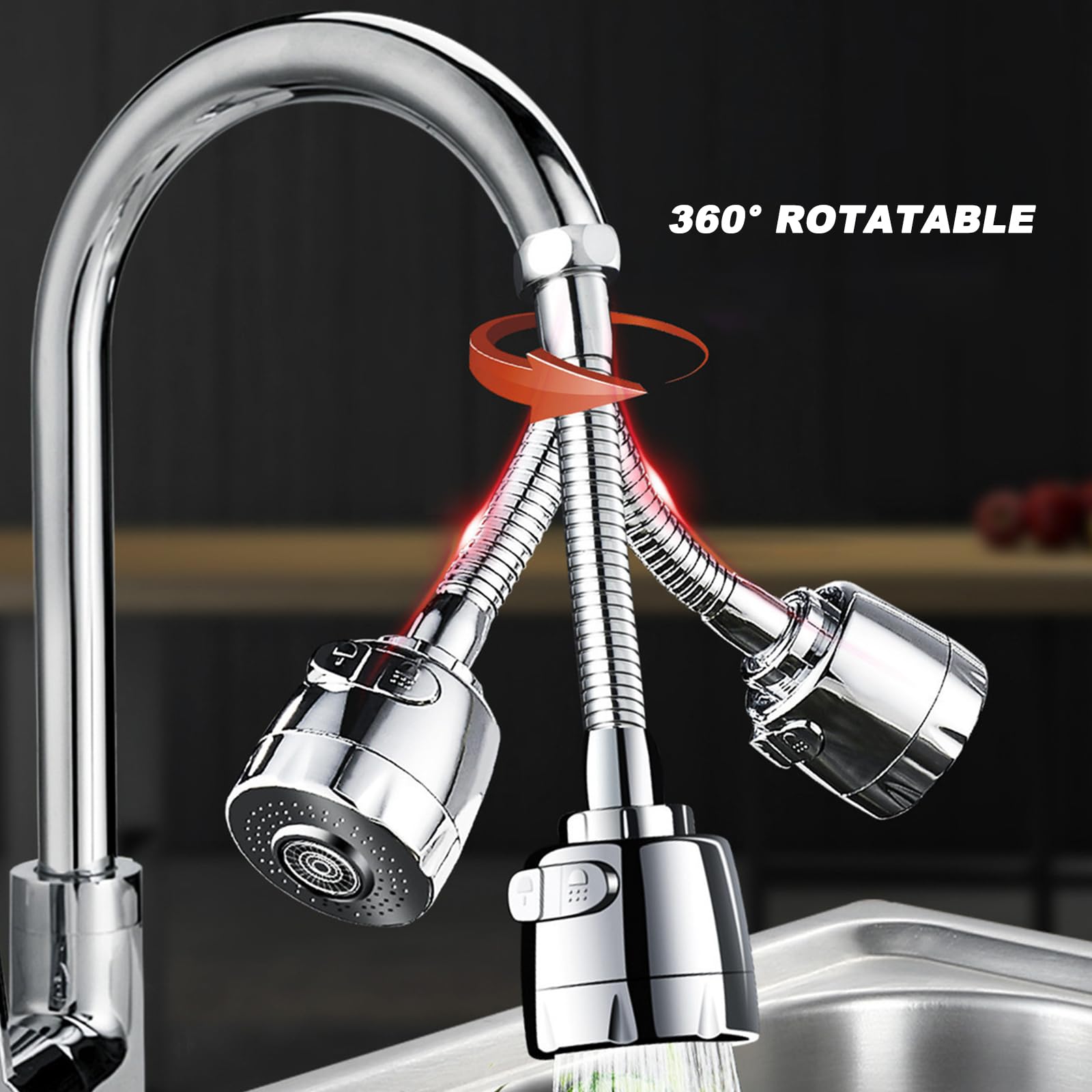 2 Piezas Extensor Grifo Cocina, Alargador Grifo Cocina Rotación de 360°, Flexible Extension Grifo Cocina, 2 Modos Alargador Aireador Grifo Cocina, Difusor Grifo Cocina con Adaptador Universal