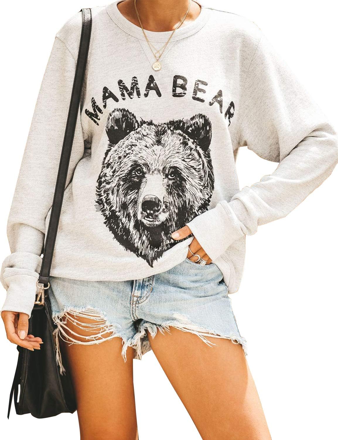Blooming JellyWomens Mama Sweatshirt Crewneck Loose Fit Soft Cute Long Sleeve Tops Ladies Graphic Casual Fall Mom Shirts