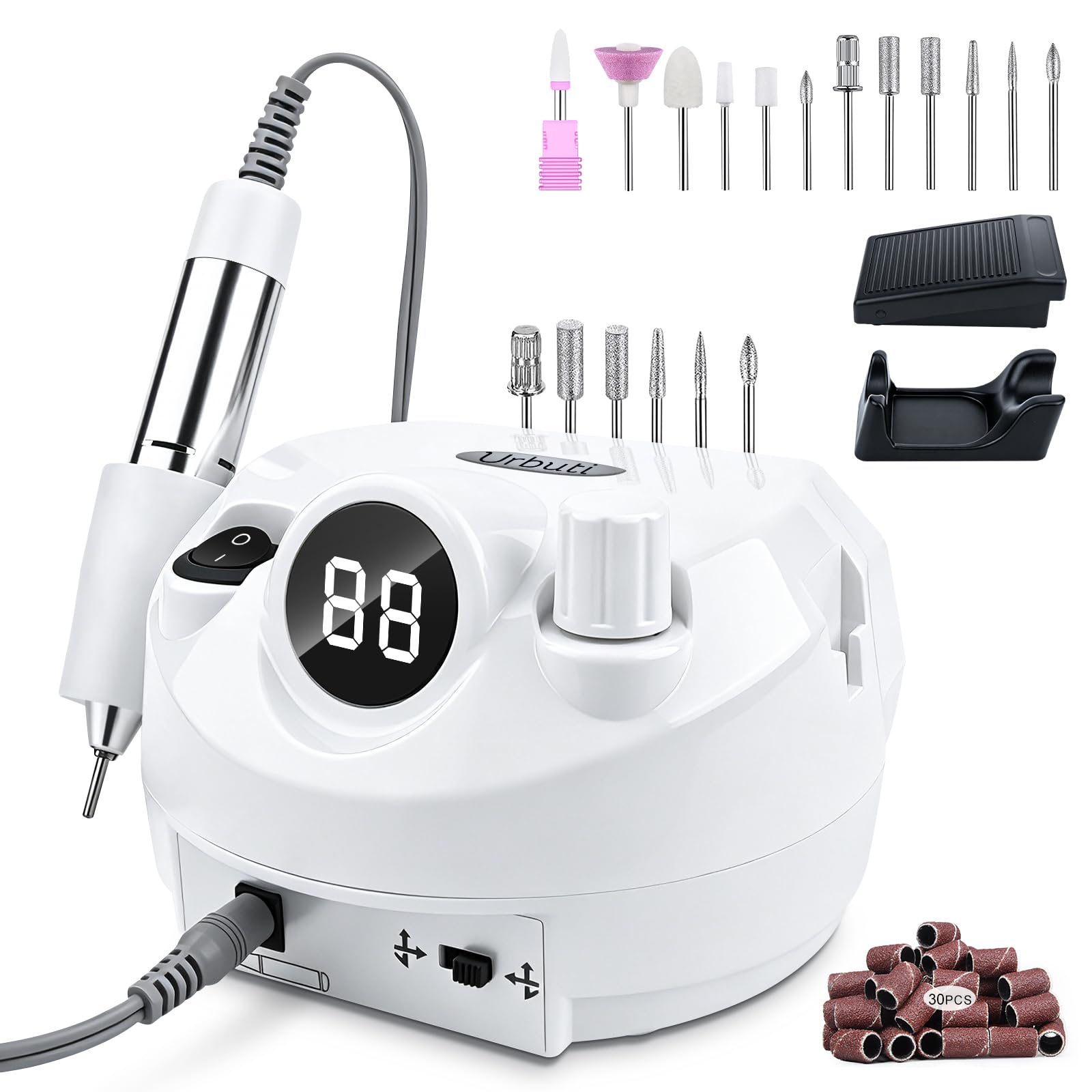 Ponceuse pour Ongles Professionnel 45000RPM avec Pédale,Kit 42 Accessoires