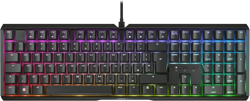 CHERRY XTRFY MX 3.1, Mechanical Gaming Keyboard, UK Layout (QWERTY), RGB Lighting, Aluminium Housing, USB-A Port, MX2A RED Switches, Black
