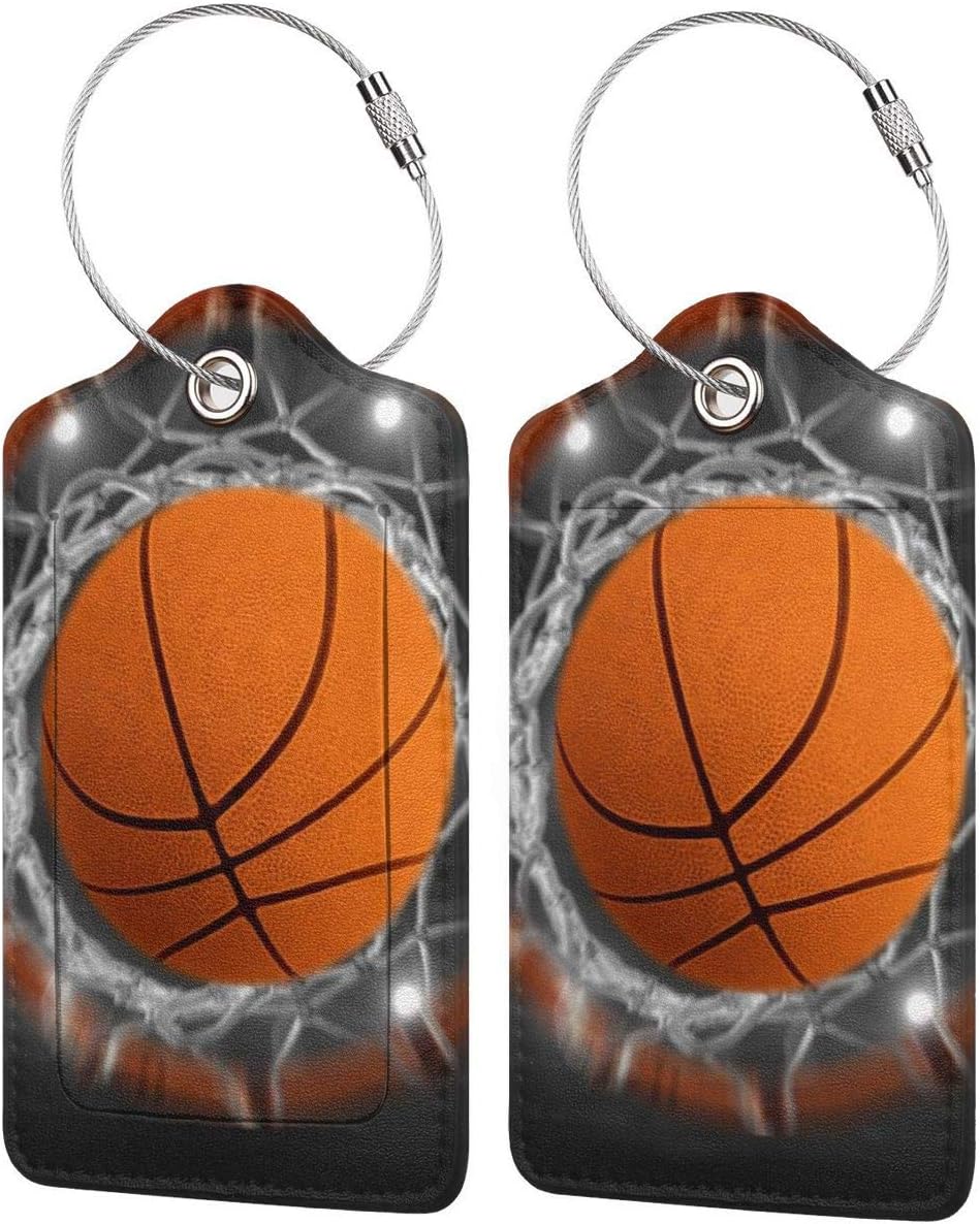 Basketball Slam Dunk Leather Travel Luggage Tag Label