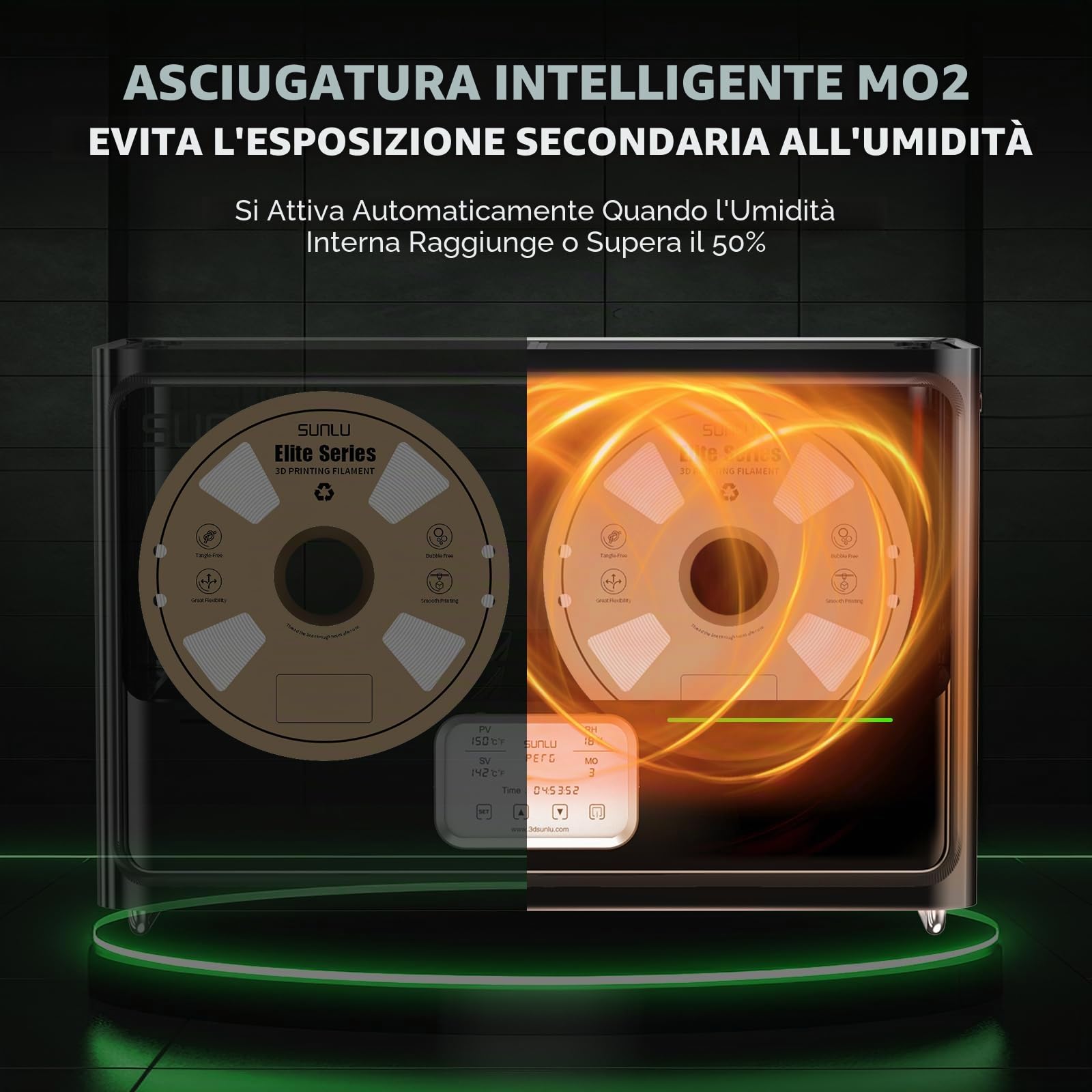 Ufficiale S4 Scatola Essiccatore per Filamenti, Aggiornamento Disidratatore per filamenti a 4 bobine con Bilanciamento della Temperatura, Auto-controllo dell'Umidità, per PLA TPU PETG ABS Nylon