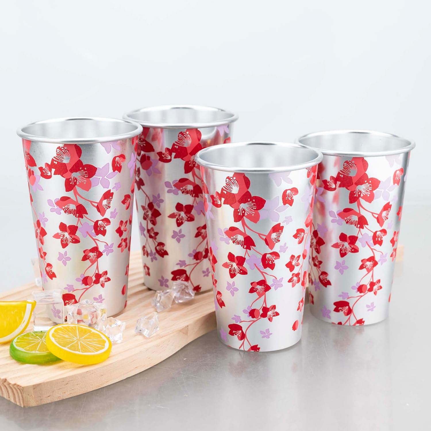 TJ Color Changing Aluminum Metal Cups, Reusable Party Cup Set, Aluminum Drinking Cups, Set of 6, 15 oz