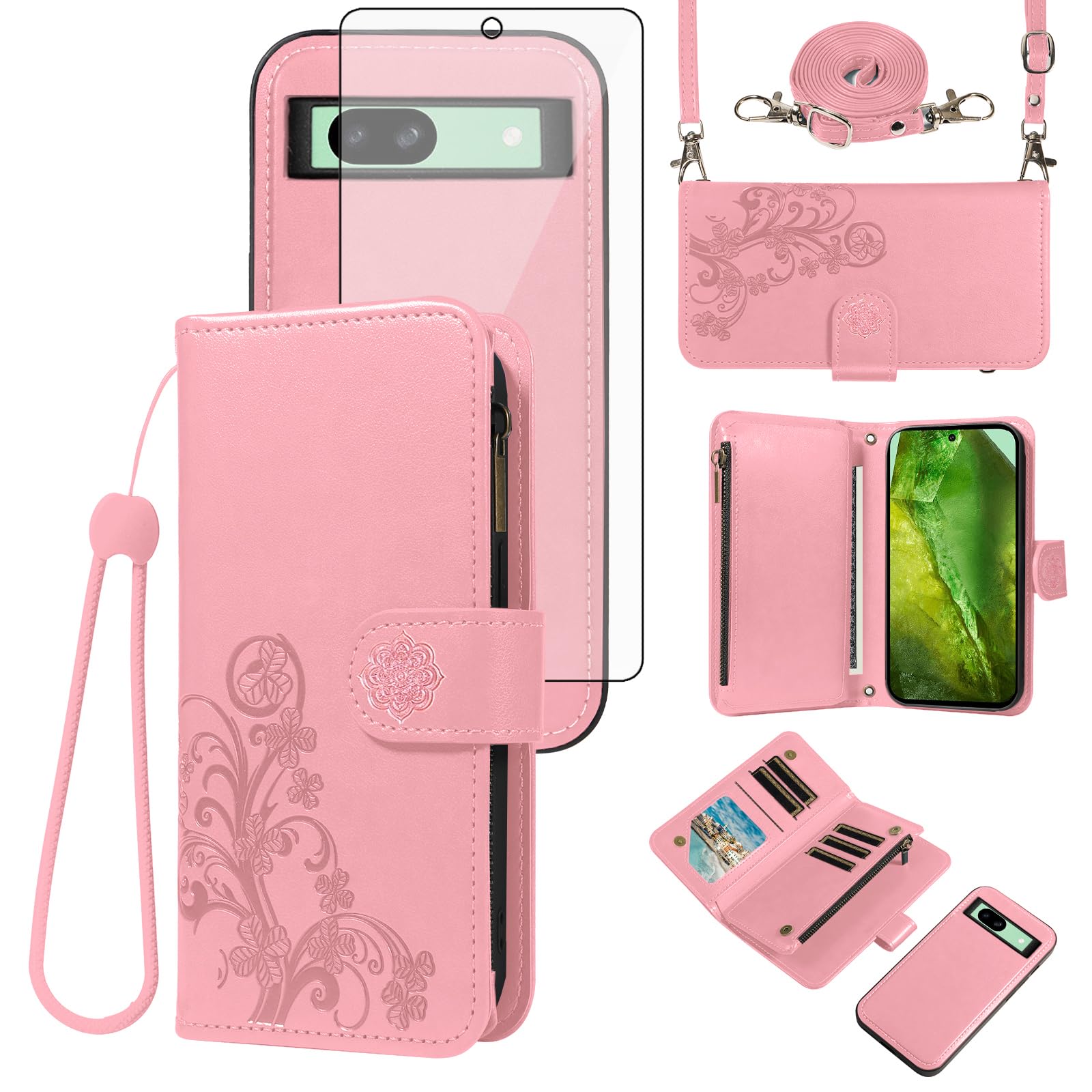 Étui Google Pixel 8A Asuwish avec fermeture éclair et protection écran - 8