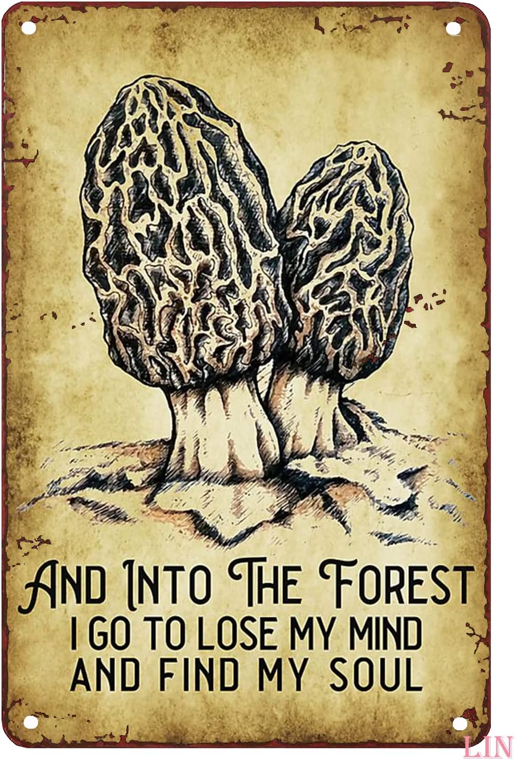 Skull Tin Signs Morel Mushroom Loves and Into The forest Tin Signs Vintage Funny Signs Unique Home Decorations Cute Wall Decor Metal Poster for Bedroom Office Kitchen 5.5×8 inch