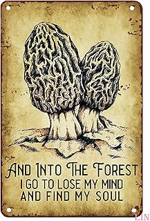 Skull Tin Signs Morel Mushroom Loves and Into The forest Tin Signs Vintage Funny Signs Unique Home Decorations Cute Wall Decor Metal Poster for Bedroom Office Kitchen 5.5×8 inch