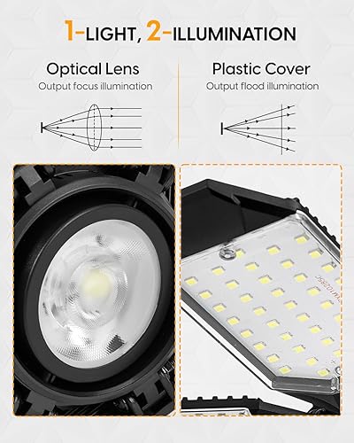 Miniatura 3 de Adiding Paquete de 2 luces LED de garaje, 20000 lm, luz LED brillante para taller, sótano, lámpara Srew en E26 E27 con foco ajustable y 6 paneles