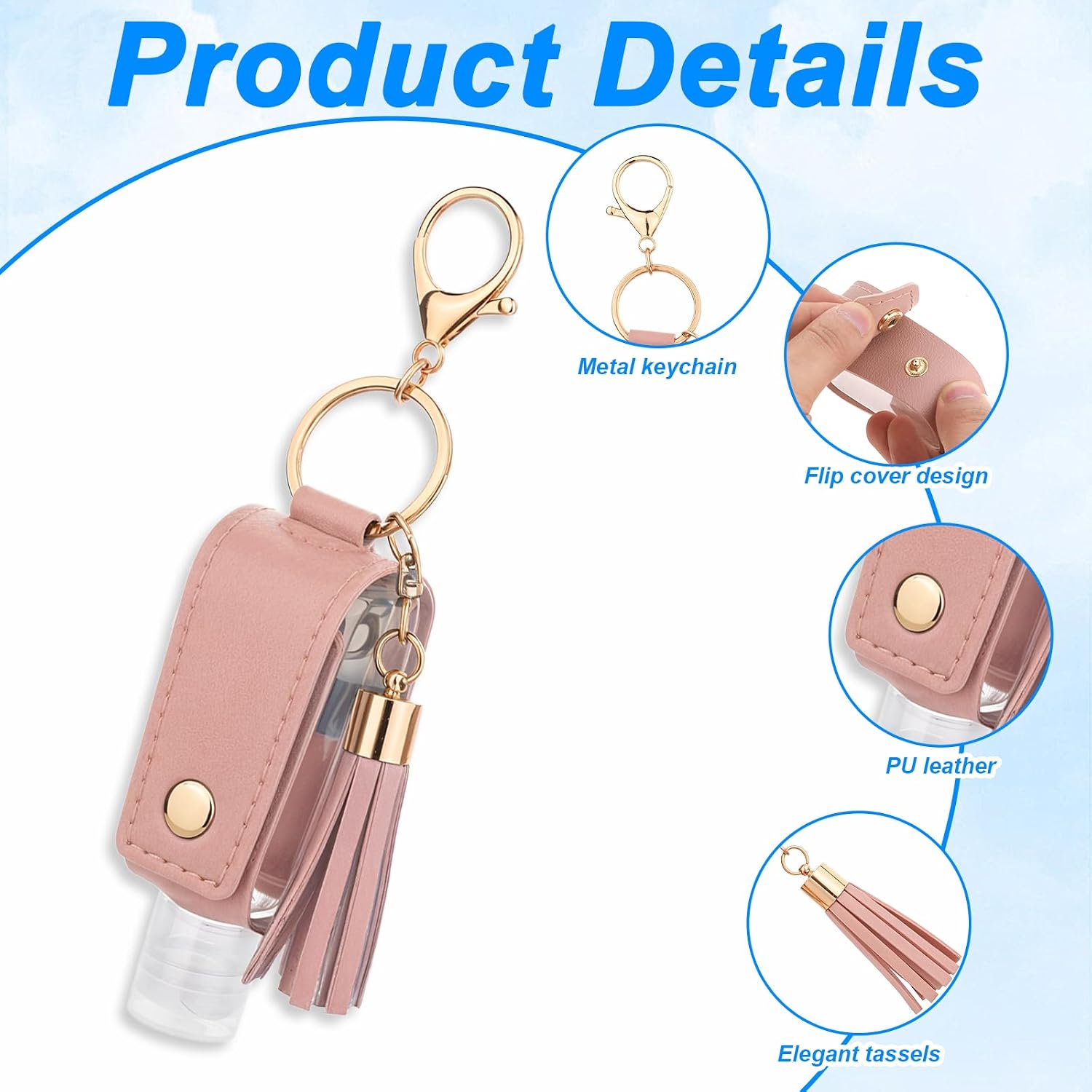 3PCS Hand-Sanitiser Holder Keychain 30ml/1oz image 2