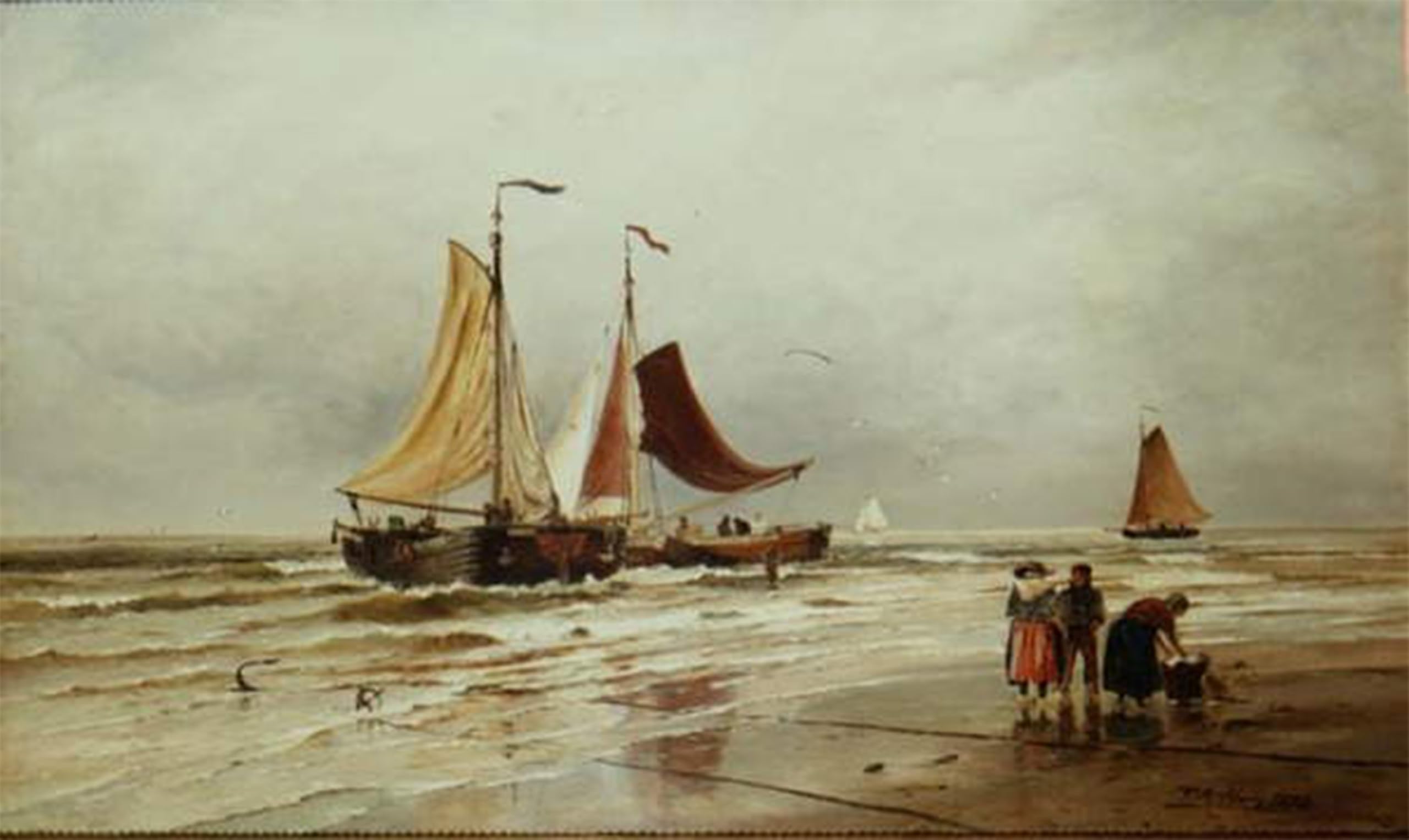 ARTXLXXBN Famous Painting Canvas Artwork Graffiti Print Fishing Trawlers by Bush Hardy Portrait Canvas Image for Home Decor 60x90cm