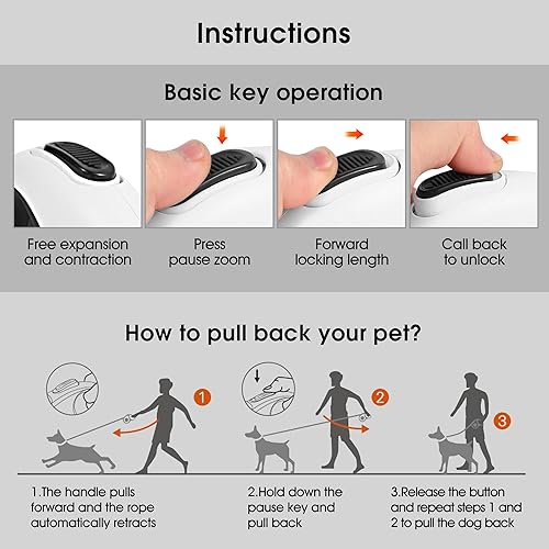 Miniatura 7 de Correa retráctil 4 en 1 para perro, correas de 16.4 pies de largo con luz LED y soporte para bolsa de excrementos para perros pequeños, medianos y