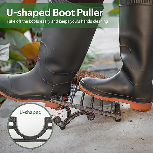 Miniatura 4 de Rascador de botas con cepillos para exteriores, limpiador de botas resistente para porche, zapatos de hierro fundido, raspador de cepillo inferior
