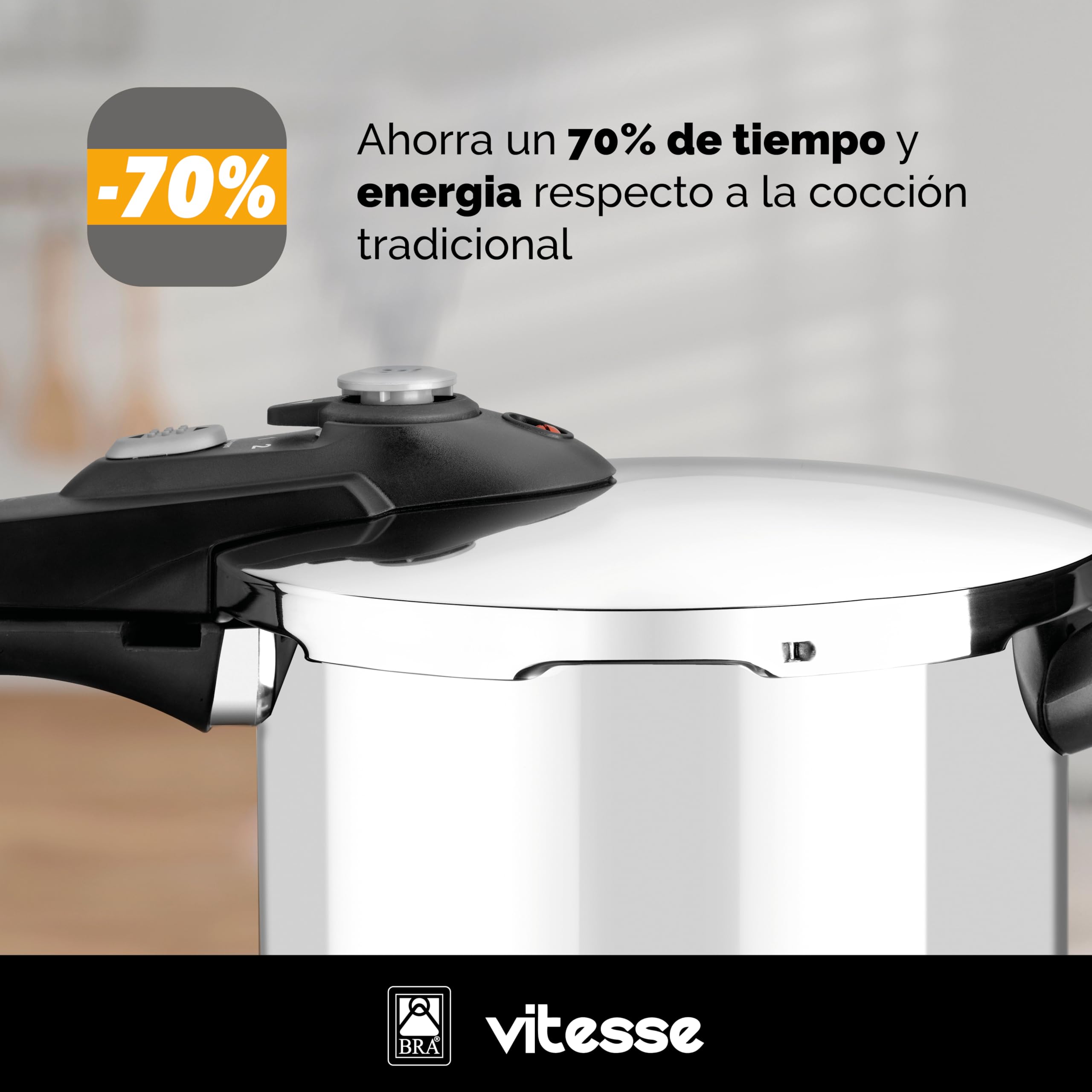 BRA Vitesse | Set duo ollas a presión, Metal, Plata, 4 y 7 litros, Aptas para todo tipo de cocinas incluída inducción