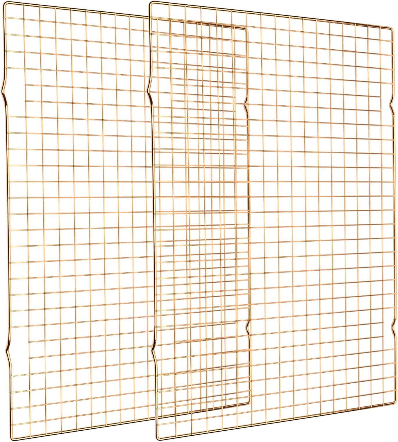 Cooling Rack for Baking, 2-Pack 16x10 Inches Baking Rack, Thick Wire Cookie Rack for Cooking, Roasting, Grilling, Drying, Oven Safe, Fits Half Sheet Pan, Gold