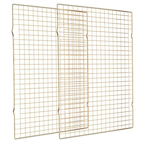 Cooling Rack for Baking, 2-Pack 16x10 Inches Baking Rack, Thick Wire Cookie Rack for Cooking, Roasting, Grilling, Drying, Oven Safe, Fits Half Sheet Pan, Gold