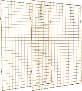 Cooling Rack for Baking, 2-Pack 16x10 Inches Baking Rack, Thick Wire Cookie Rack for Cooking, Roasting, Grilling, Drying, Oven Safe, Fits Half Sheet Pan, Gold