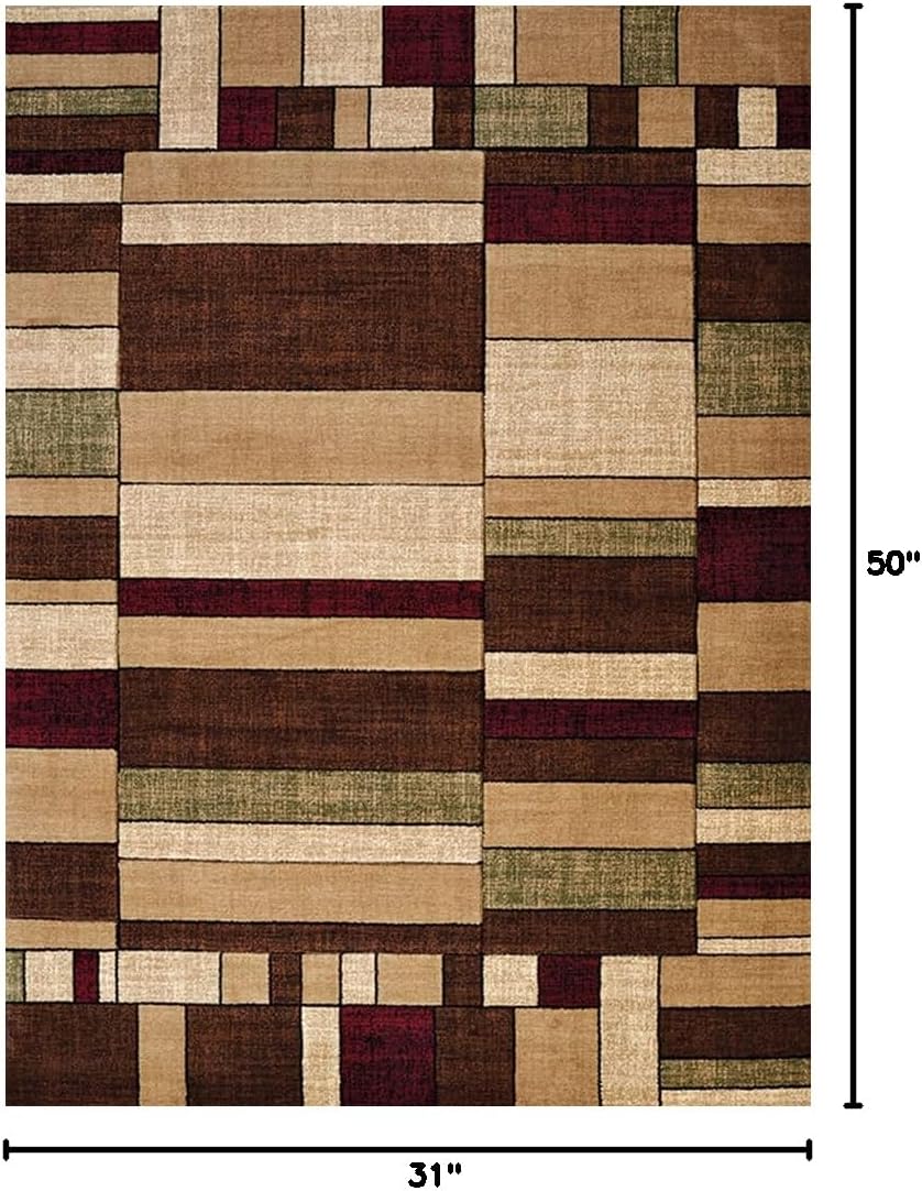 United Weavers Contours Echelon Accent Rug, Burgundy, 2'7" x 4'2", Contemporary Indoor Rug with Jute Backing