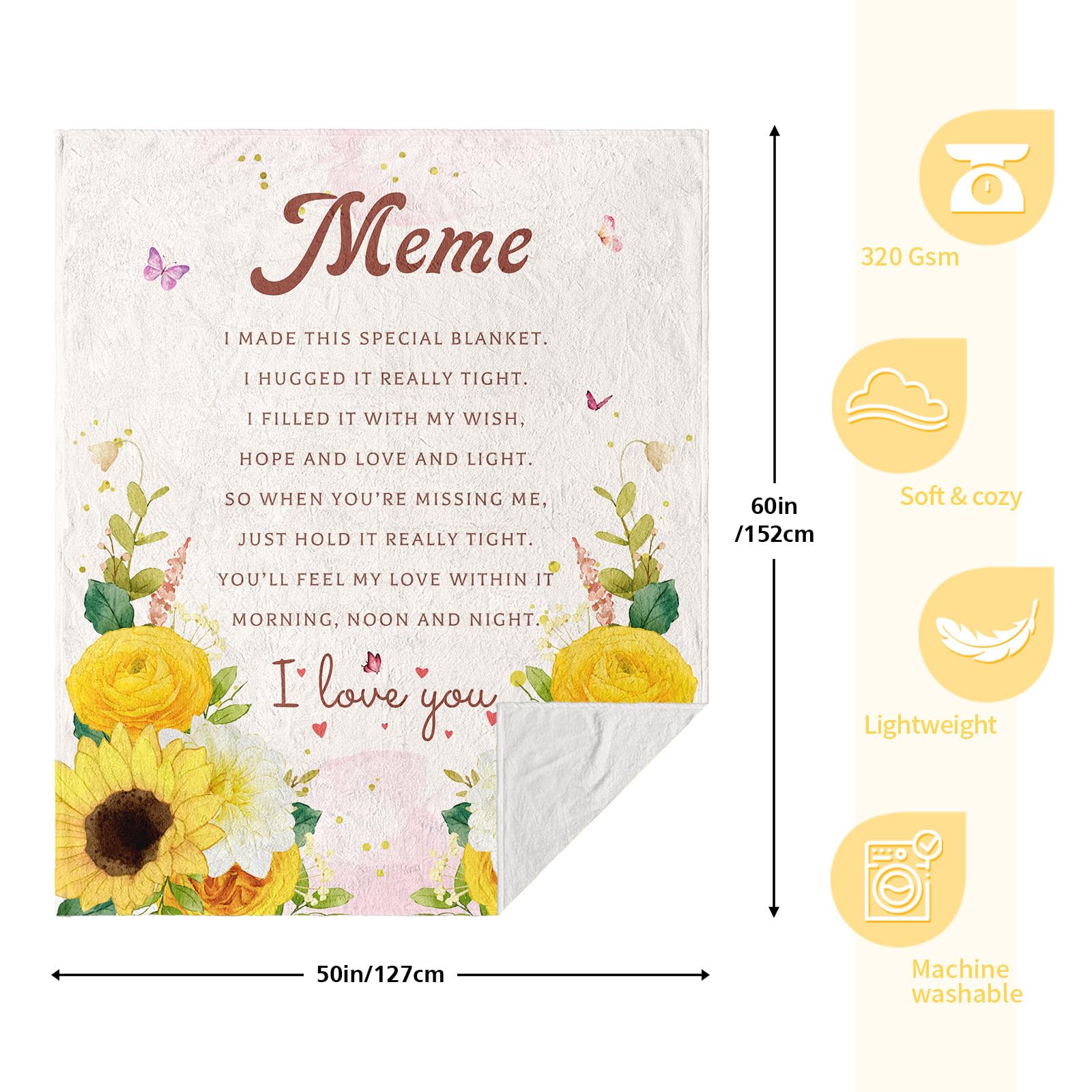 Mothers Day Meme Gifts, Birthday Gifts for Meme Grandma, Meme Gifts from Grandkids, Meme Gift Throw Blanket 60" X 50", Best Meme Ever Gifts, Grandma/Grandmother Birthday Gifts
