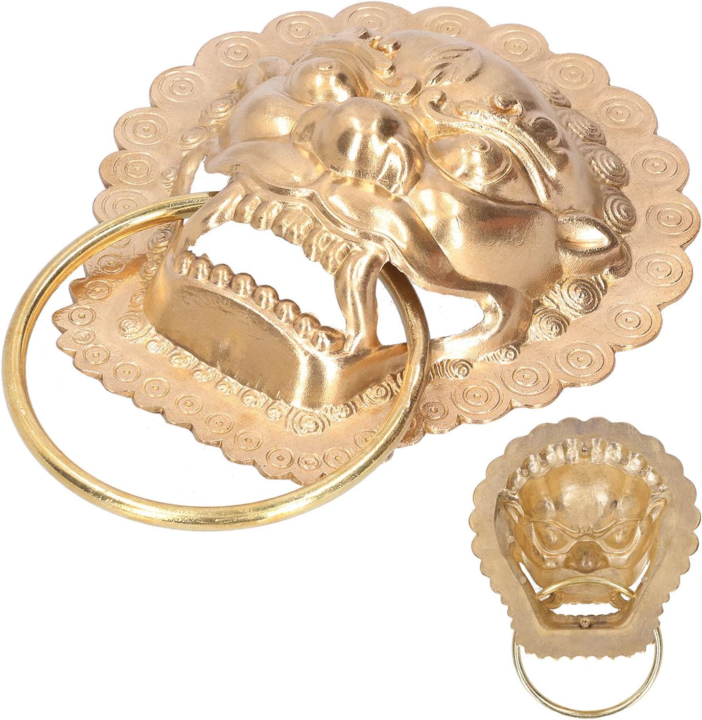 Door Knocker Handle, Door Knocker Handle Brass Cabinet Hardware Pulls Antique Lion for Double, Cabinet and Furniture Pulls