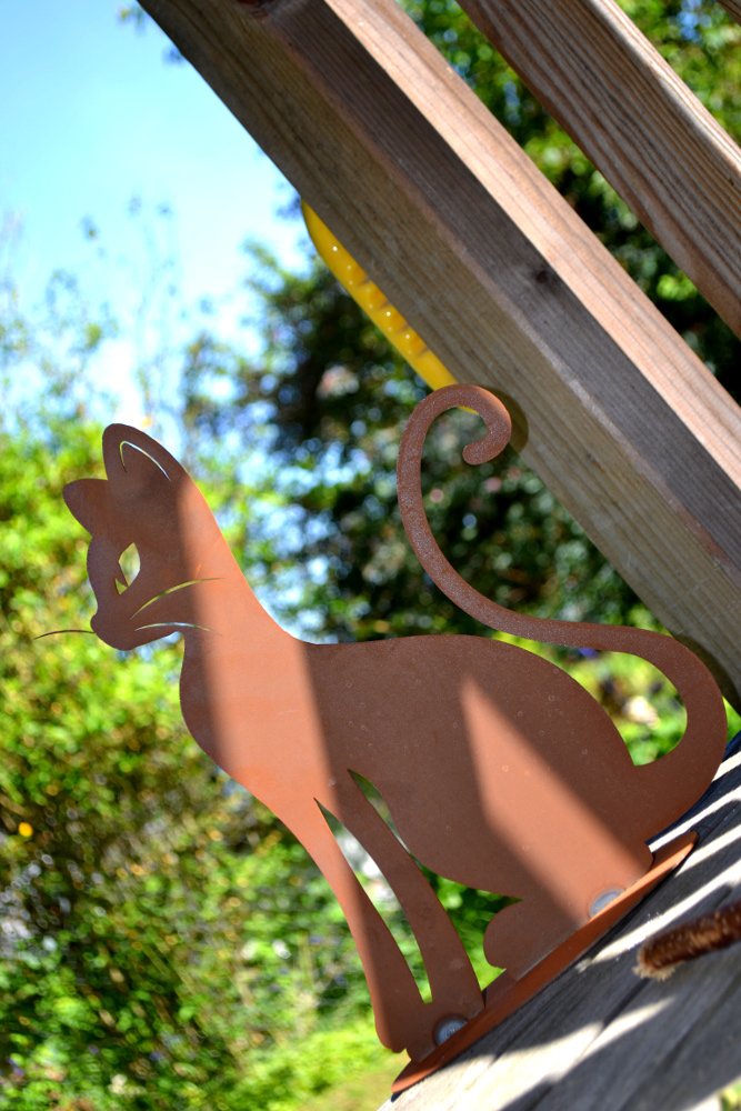 Decorazione Da Giardino Gatto Seduto In Metallo Arrugginito – 36 Cm, Fatto In Germania