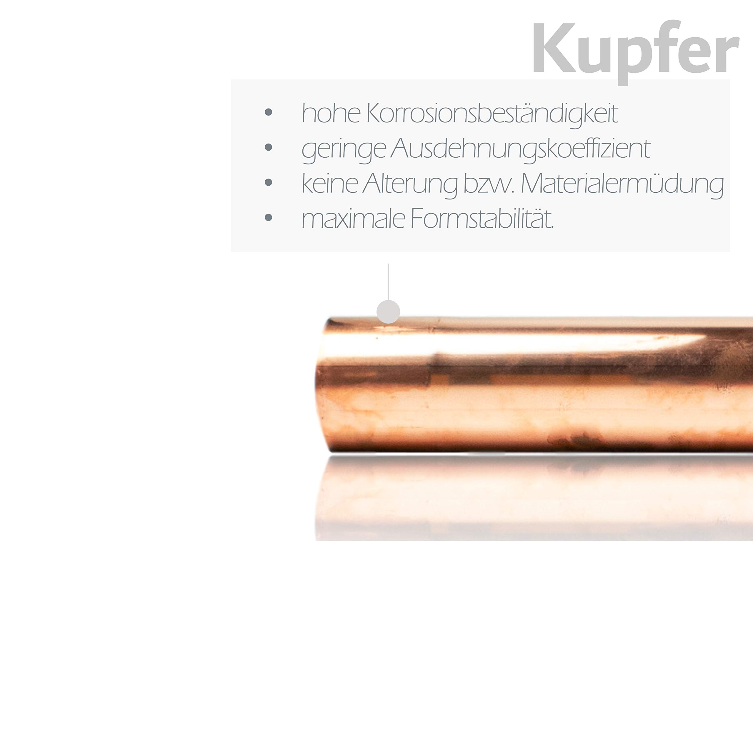 Kupfer Regenablaufrohr 100 mm 0,6 mm Stärke in 1 Meter Länge - Regenrohr nahtlos geschweißt mit Muffe für eine einfache und schnelle Montage