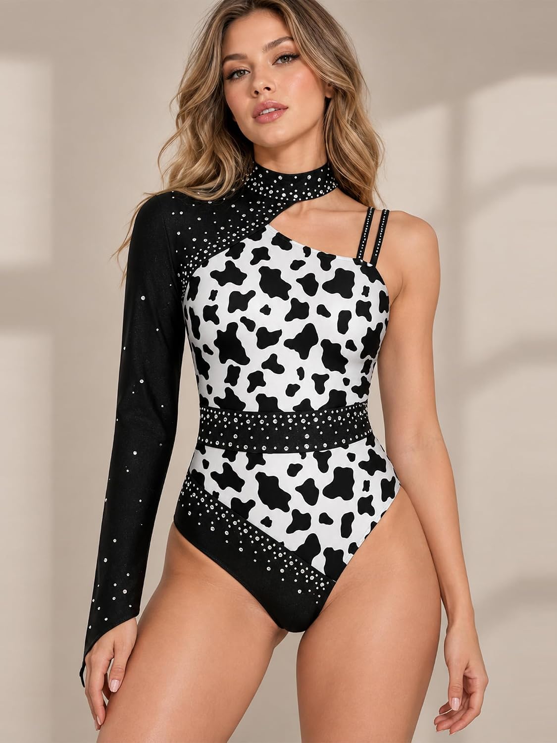 TTAO Womens Cavewoman Costume Long Sleeve Leotard