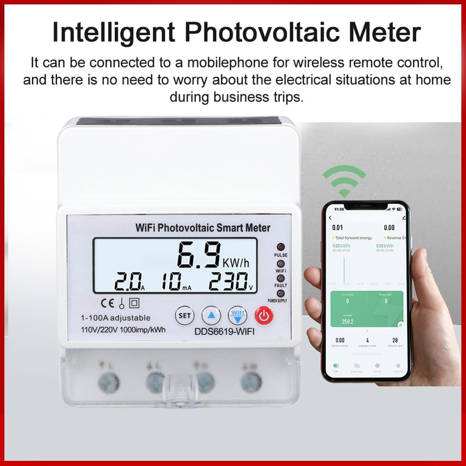 Inteligentny Licznik Fotowoltaiczny WiFi, 110 V 220 V 1 do 100