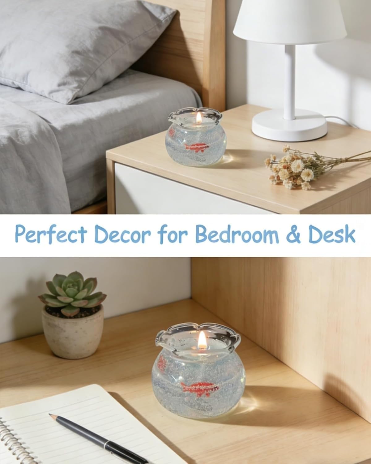 Mini Bubble Fish Tank Candle, Aesthetic Decor Cute Decorative Candles for Home, Goldfish Bubbles Candle for Home Room Desk Decor Party Favor Decorative Candlestick (Floral Fragrance*2+Ocean*2)