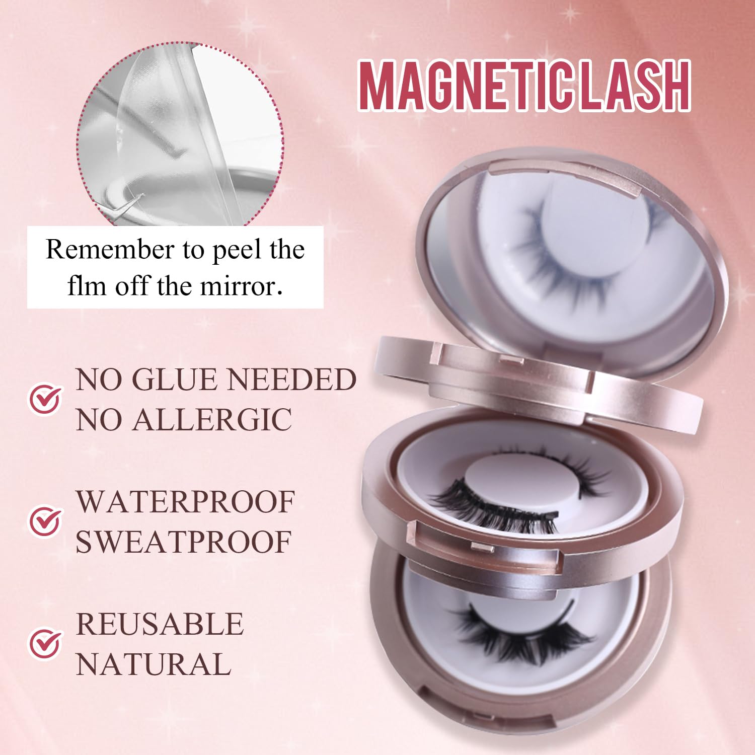 Hunnyfit Magnetic Lashes, 2026 New Magnetic Eyelashes with Applicator Natural Look, Reusable Glue-free False Eyelashes Series (D, Nature Series(EA10+EM10))