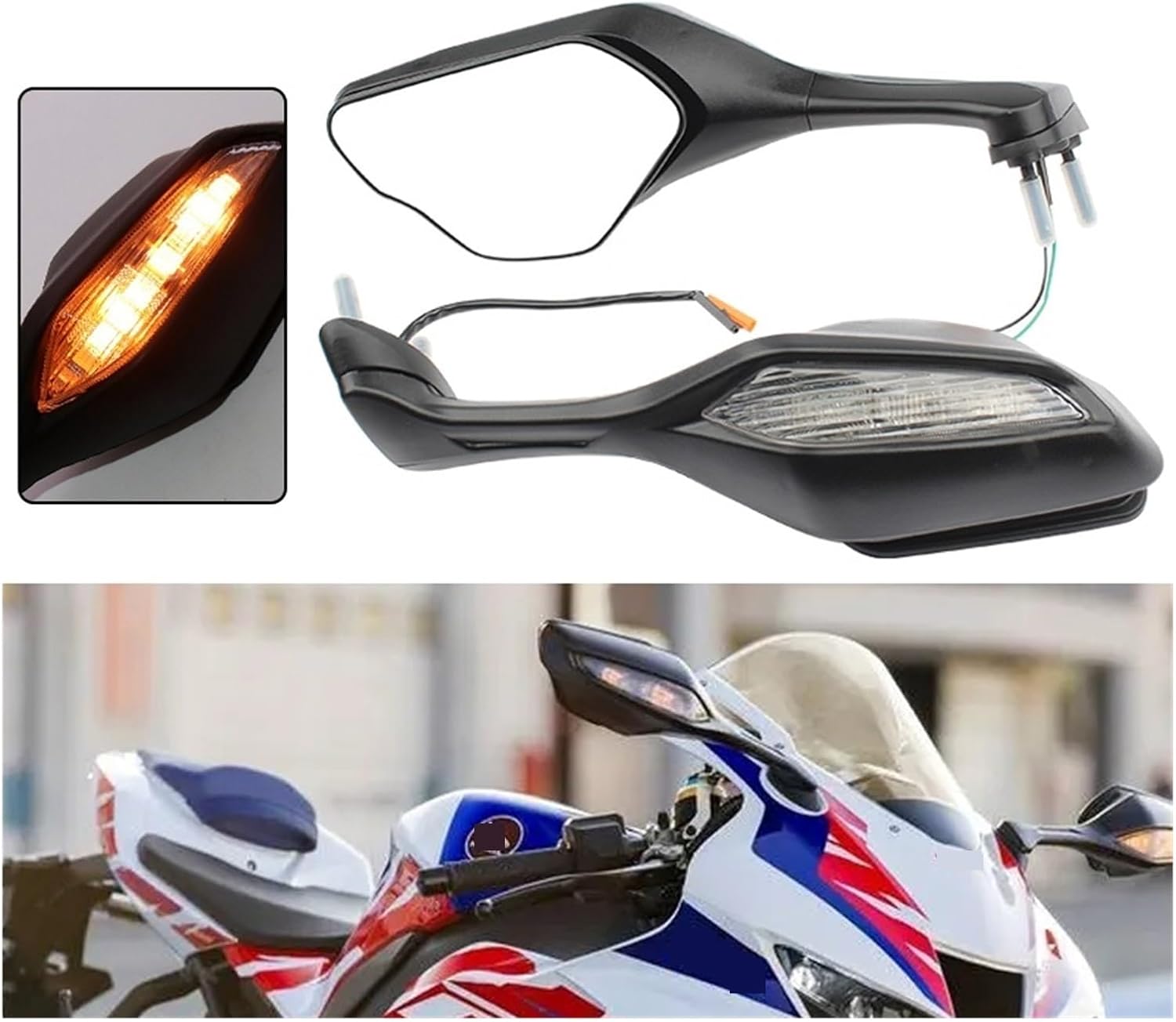 HONDA CBR1000RR用カスタムウィンカー｜BOSSCOM HA CBR1000RR &amp; VFR1200用LEDターンシグナル付きバイク用バックミラー - 安全性とスタイルを向上するブ