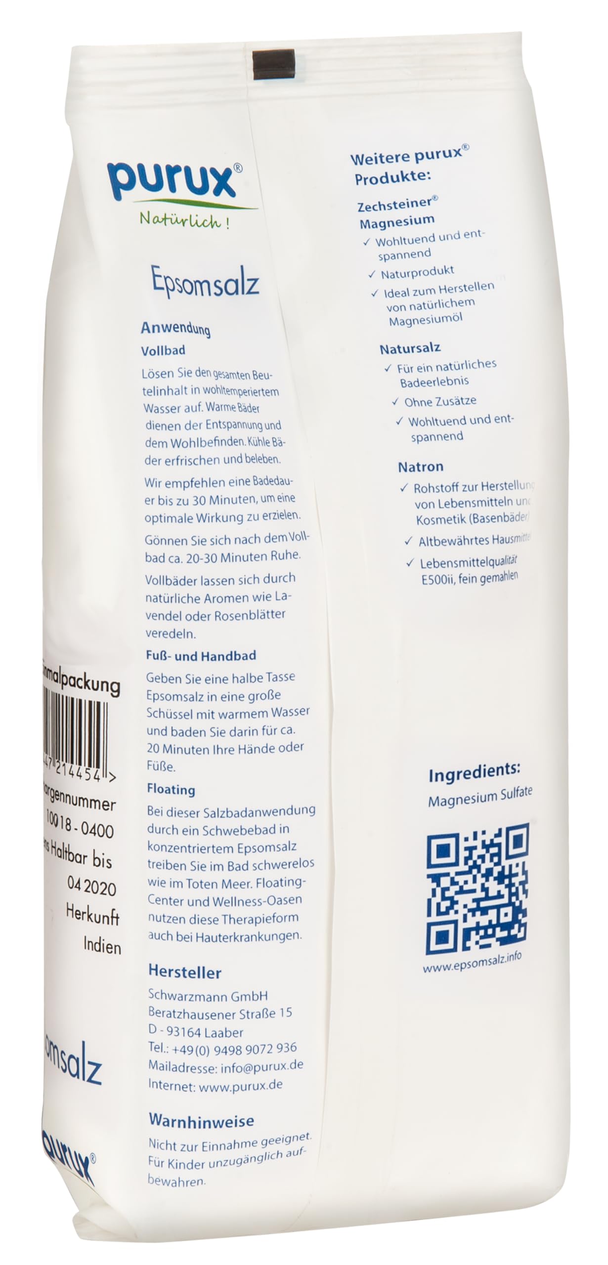 Magnesiumsulfat Badesalz Bittersalz 5,1kg Epsom Salz Lebensmittelqualität, Food Grade