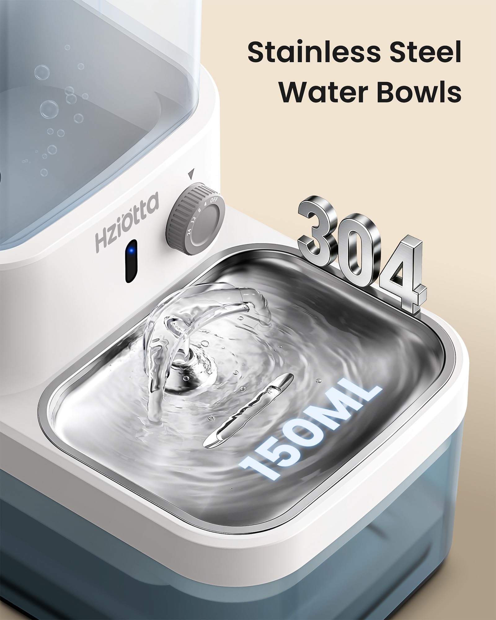 Hziotta Wastewater Separation Cat Water Fountain No Filter, Stainless Steel Pet Water Fountain with Radar Sensing, Wireless Cat Fountains for Drinking, No Pump, Totally 5.7L, 30db Low Noise - image 8