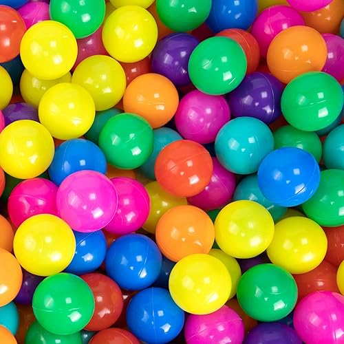 100 bolas de plástico de 8 colores de 2.1 a 2.2 pulgadas, a prueba de aplastamiento, con bolsa de almacenamiento con cremallera, sin ftalatos ni