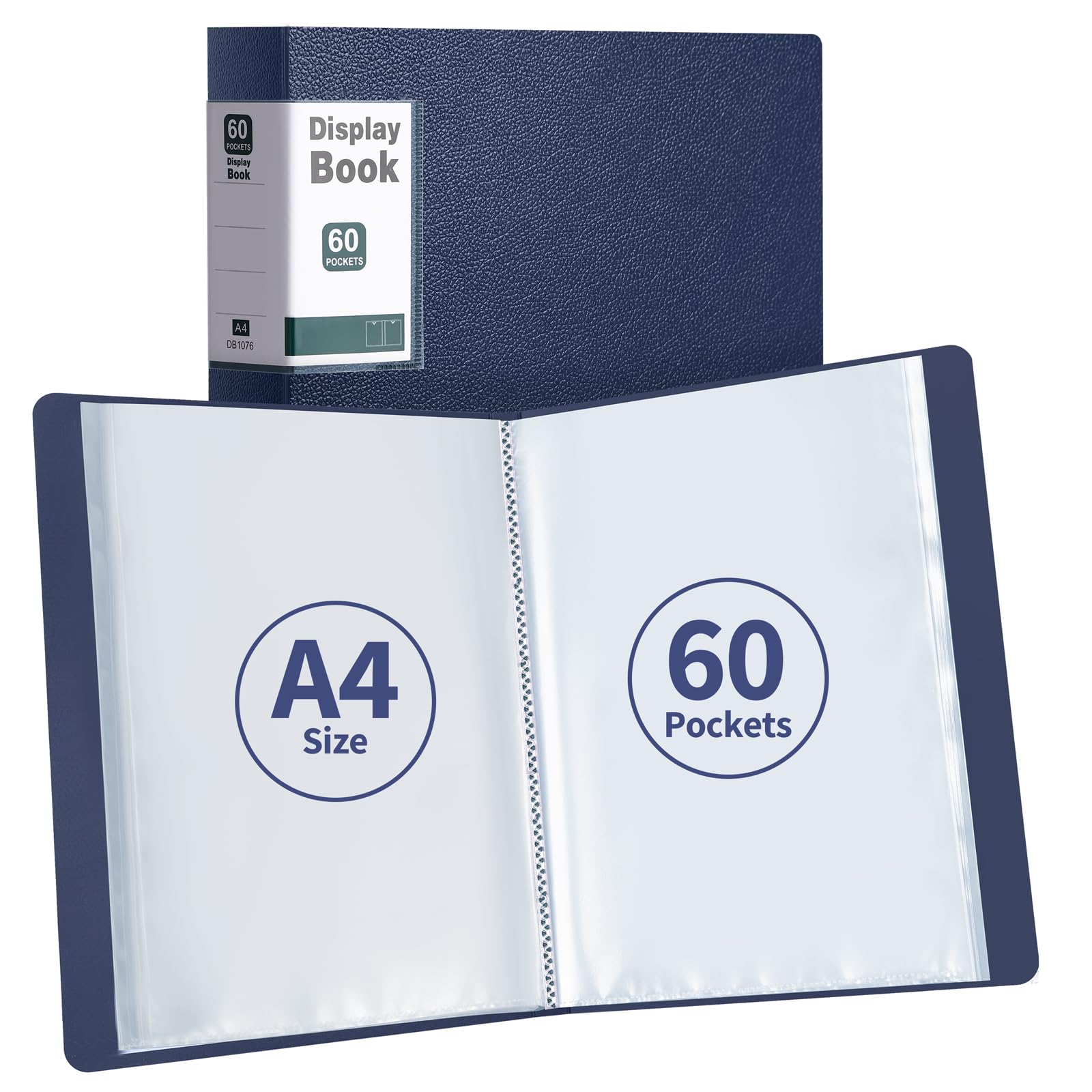 DONGLI 2 Pack A4 Display Folder, 60 Pockets Display Book(Blue)