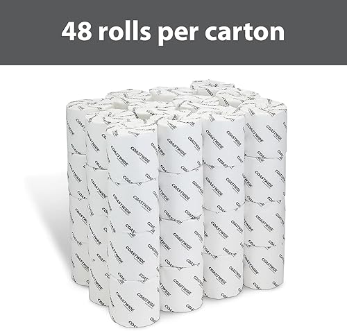 Vista 7 de Papel higiénico de 2 capas, 100% reciclado envuelto individualmente, 350 hojas por rollo, paquete de 48, color blanco