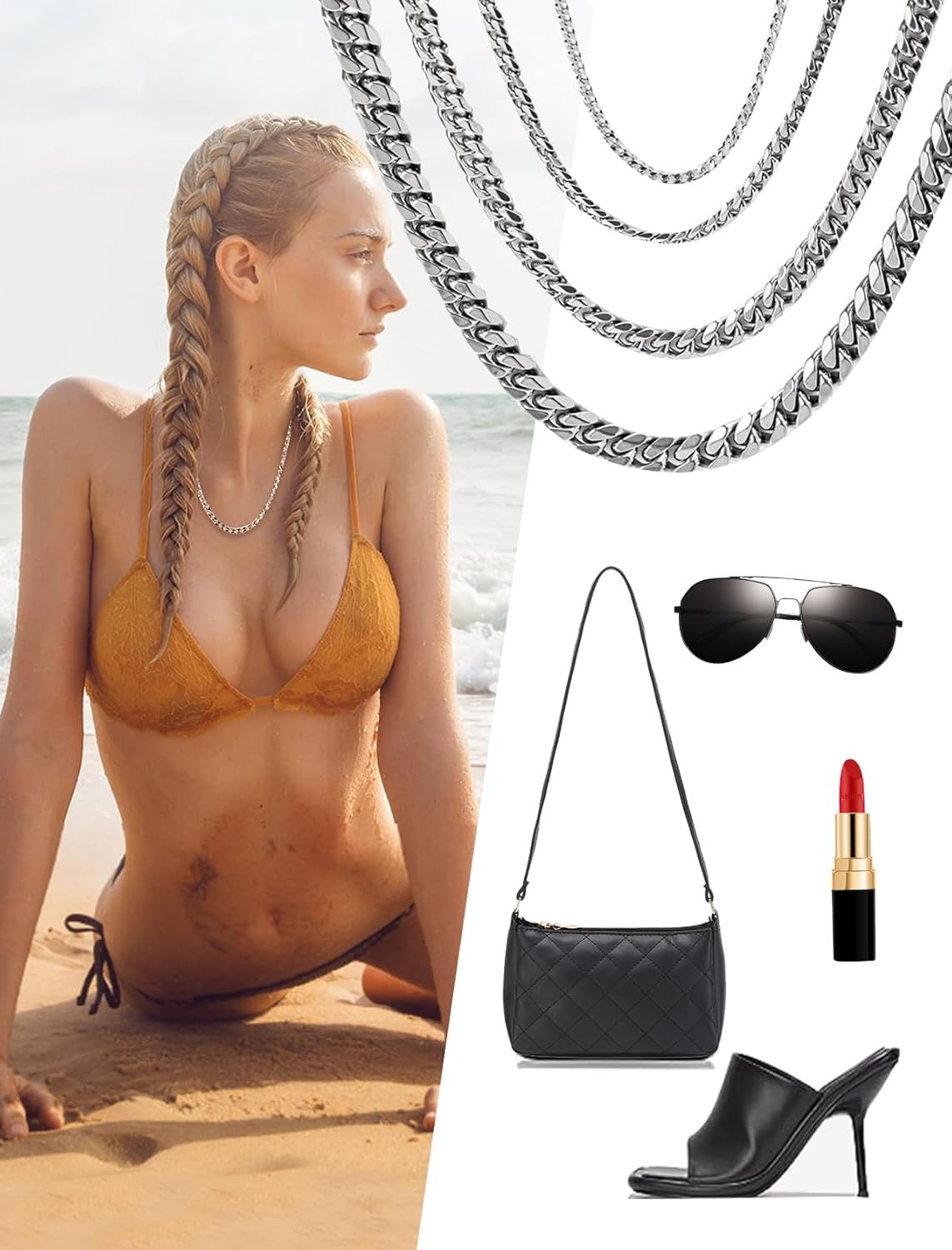 Mens Neckalce Cuban Link Chain for Men Stainless Steel, Thin/Chunky 3/6/9/12mm Width 18" 20" 22" 24" 26" 28" 30" Length, Hip Hop Punk Young Ado Fine Polished Lobster Clasp - Image 2