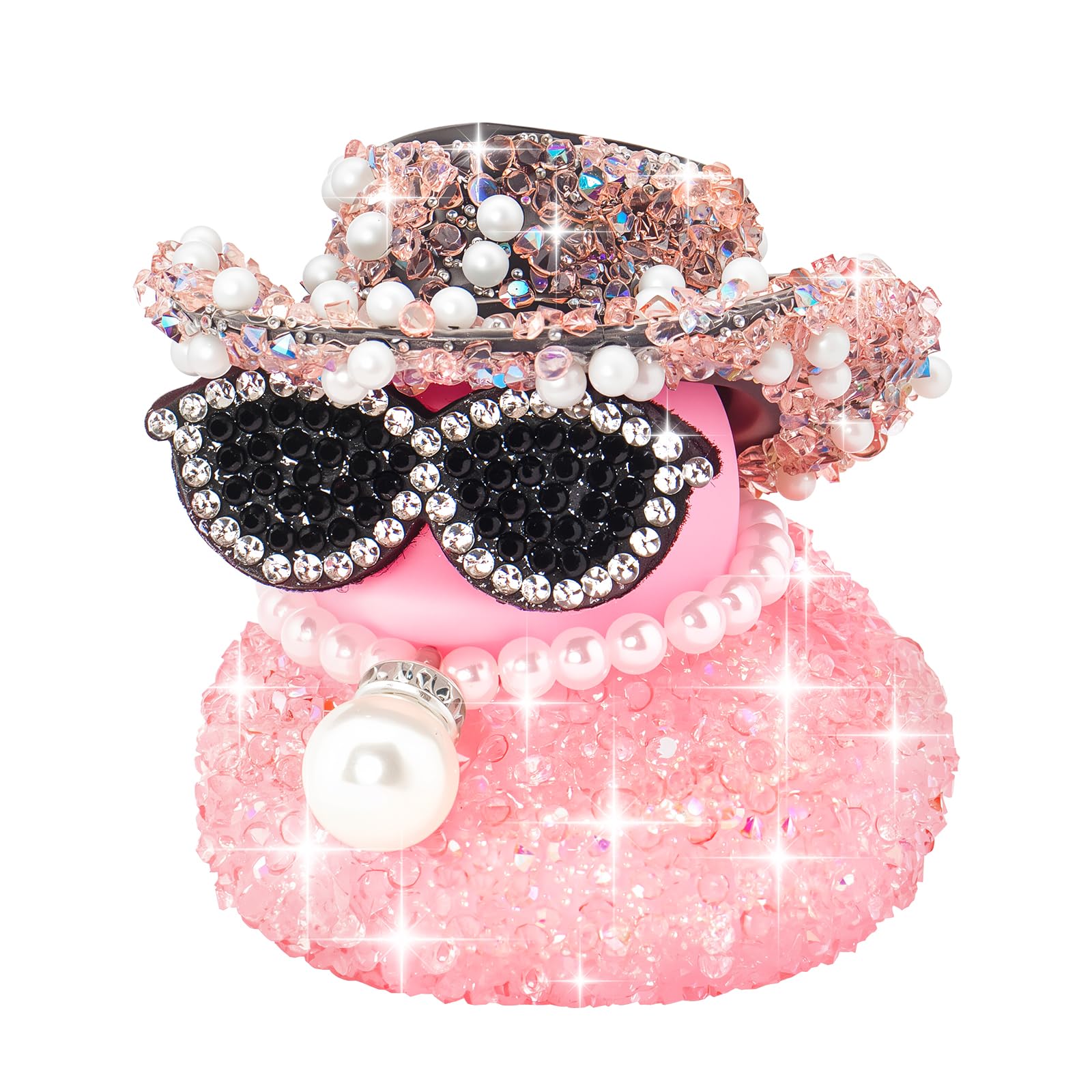 Photo 1 of wonuu Pink Diamond Rubber Duck Car Ornaments Dashboard Decorations for Cool car Accessories with Diamond