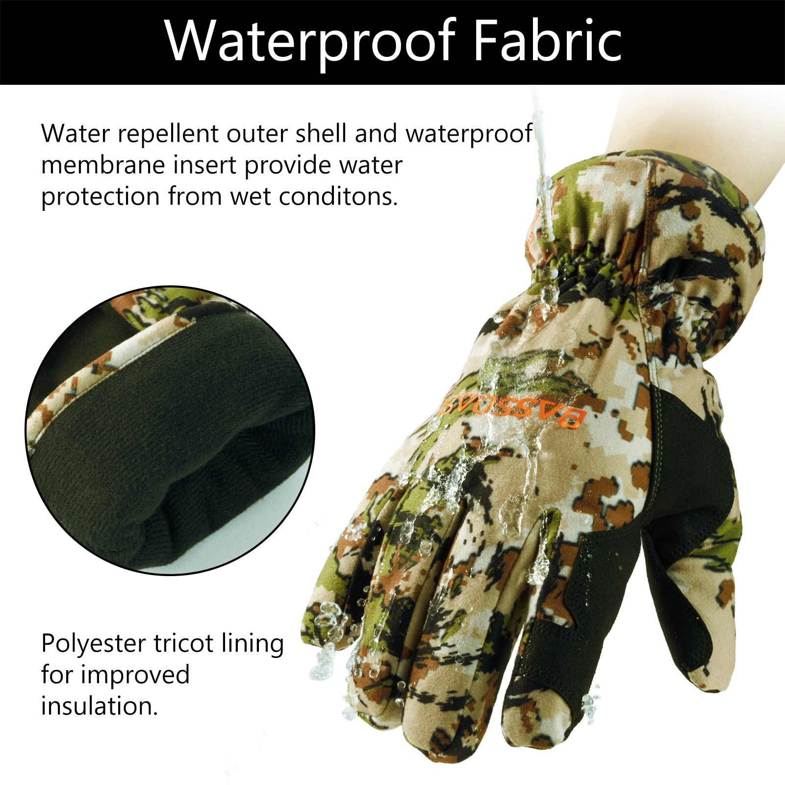 Guantes de caza aislados para hombre Guantes de camuflaje impermeables para clima frío Actividades al aire libre HG02M