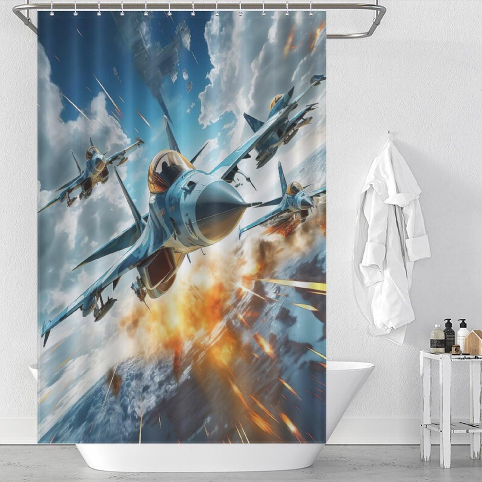 Rideau de douche en tissu de qualité Combattant 48x72 pouces