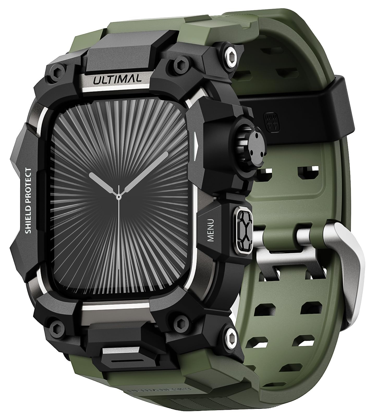 ULTIMAL Rugged Case with Band for Apple Watch 46mm,Compatible with Apple Watch Series 11/10, Military Grade Shockproof Bumper Cover for iWatch Tactical Band Men (Army Green, 46mm)