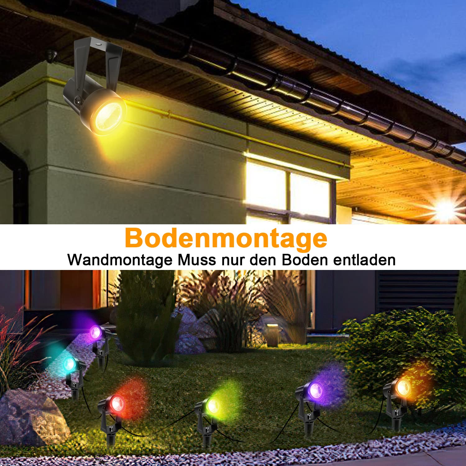 12er Set Gartenbeleuchtung LED – RGB Farbwechsel, Mit Erdspieß & Fernbedienung, IP65 Wasserdicht