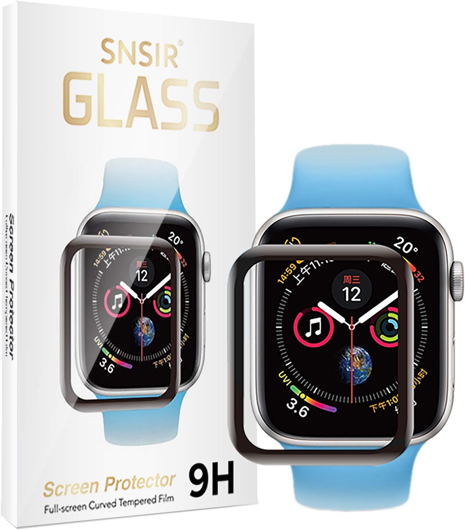 Screen Protector 44mm for Apple watch Series 6/SE Series 5/4 [2 Pack] [Tempered Glass] Full Coverage Protective Foil 9H 2.5D (Black 44mm)