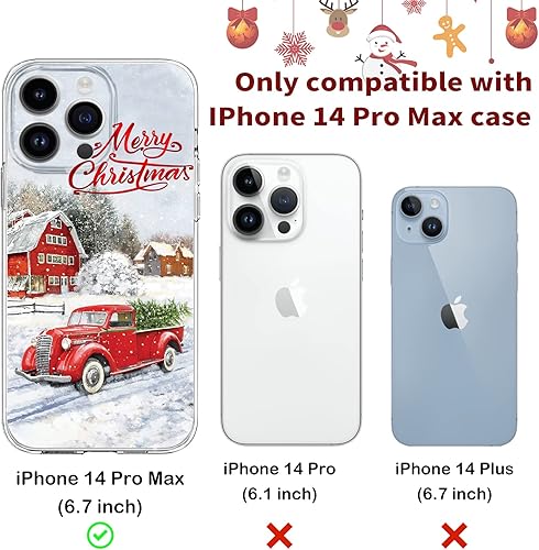 Miniatura 9 de Funda de Navidad compatible con iPhone 14 Pro, a prueba de golpes, antiamarillo, policarbonato duro + poliuretano termoplástico protector de