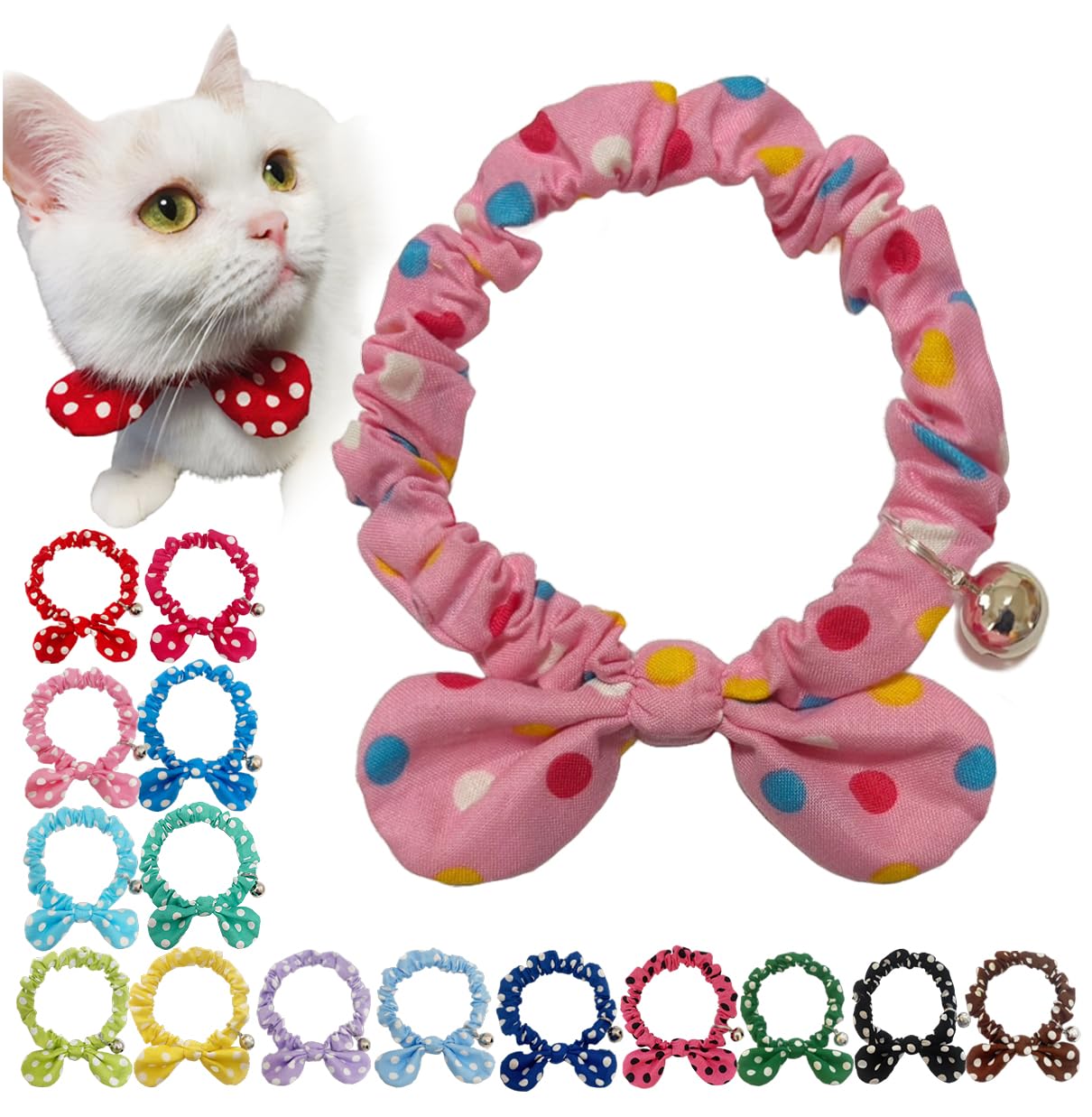 Amazon | キャンリボ 手作り 猫 首輪 猫首輪 リボン シュシュ首輪  